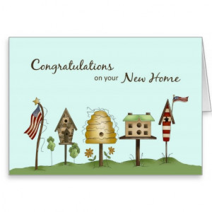 Congratulations on New Home Birdhouses & Flags Greeting Card