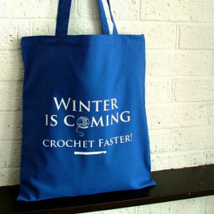 Game of Thrones inspired crochet project bag monaco blue book quote