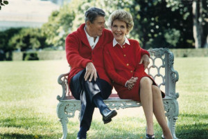 The late President Ronald Reagan and first lady Nancy Reagan are shown ...