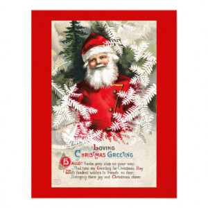 Santa Poem Quote - Vintage Merry Christmas Personalised Invitations