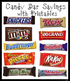 Candy Bar sayings with printables - love note, thank you, or birthday ...