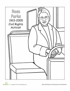 Worksheets: Rosa Parks Coloring Page