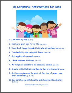 10 Scriptural Affirmations for Kids
