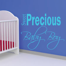 SWEET PRECIOUS BABY BOY quote wall stickers kids bedroom wall decals