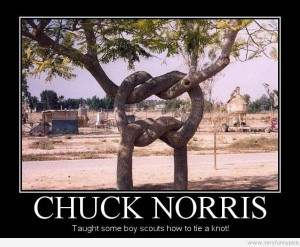 Funny Picture Chuck Norris Taught Some Boy Scouts How Tie Knot
