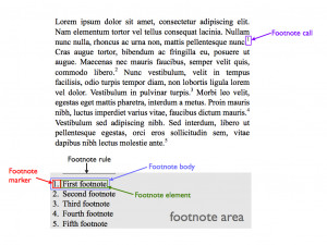footnote terminology footnote element the element containing the ...