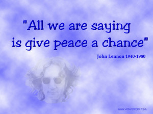 Lilac wallpaper with Lennon & Quote from Give peace a chance (not mine ...
