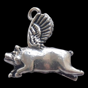 Flying Pig Sterling Charm