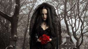 Black Widow Picture (2d, portrait, gothic, girl, woman, rose)