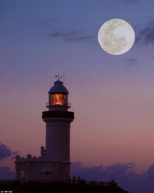 Cape Byron Lighthouse NSW Australia Full Moon In use since 1901.