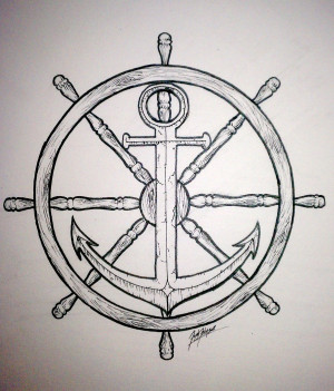 wheel and anchor by synisterartdesign traditional art drawings other ...