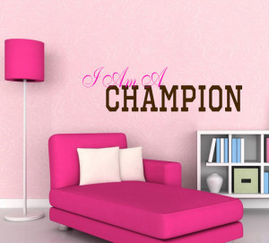 am a CHAMPION Quote Wall Vinyl Decal Girly Girls Sports Athlete ...