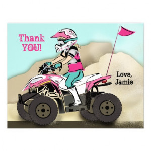 Pink and Black Girl ATV Rider Custom Invitation