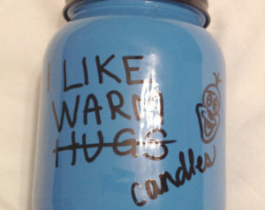 ... Scented Bright Blue Candle Jar with Funny Hand Drawn Frozen Olaf Quote