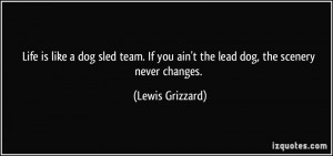 Life is like a dog sled team. If you ain't the lead dog, the scenery ...