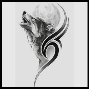 Tribal Howling Wolf Tattoo Designs