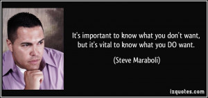 ... you don't want, but it's vital to know what you DO want. - Steve