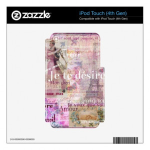 Romantic French Love Phrases Vintage Paris Art Decals For iPod Touch ...