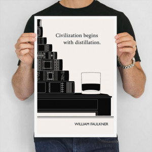 William Faulkner Illustration Quote Kitchen Art Print, Large Wall Art ...