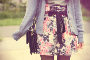 bow, fashion, floral print, girl, photograph, pretty, skirt, style