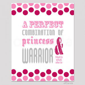 Girls Princess Warrior Quote Wall Art Print, Personalized Teens Baby ...