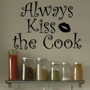 ... Art Sticker Quote Vinyl Cute Kitchen Kiss Cook Wall Quote Decor Decal