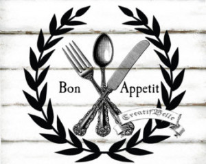 Bon Appetit French Vintage Cutlery Black and White Instant Digital ...
