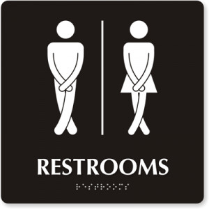 Funny ADA Braille Men and Women Restroom Sign