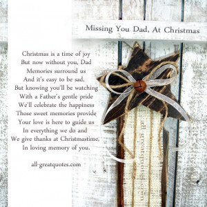 Memorial Cards For Dad – Missing You Dad, At Christmas