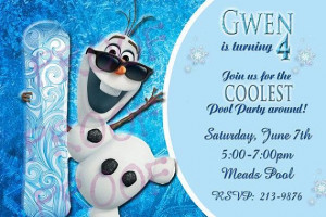 Disney Frozen Summer Pool Party Invitation Birthday Party You Print ...