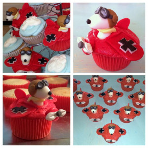 Snoopy Red Baron cupcakes.