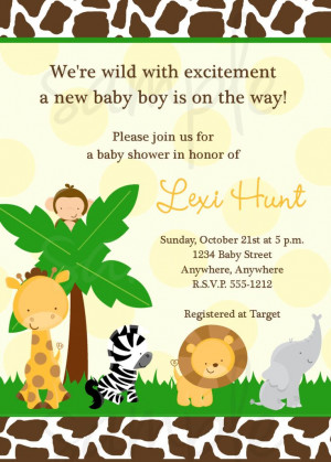 baby shower invitations safari theme wording | Safari Jungle Baby ...