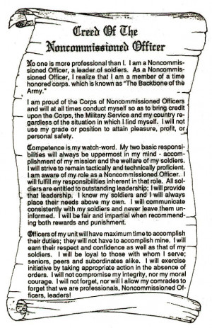 Army Non Commissioned Officer Creed