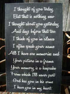 MEMORY sign - wedding memory sign - I thought about you today....- In ...