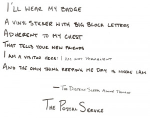 The District Sleeps Alone Tonight -The Postal Service