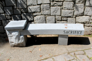 This bench is at the Sacrifice garden at the park, just to the right ...