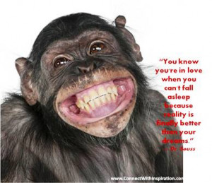 You know you are in Love quote, Inspirational, Monkey smiling