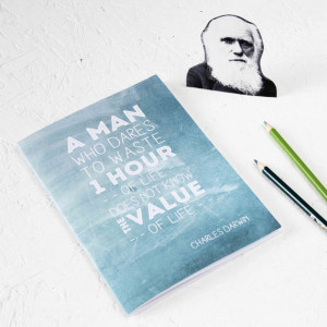 Darwin Inspirational Quote Teal Notebook. Famous Scientist Plain Pages ...