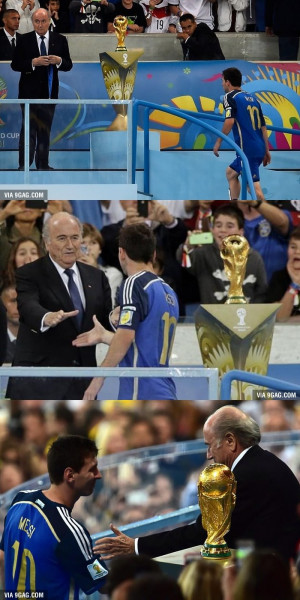 Messi' closest moment with the FIFA World Cup Trophy. It's so near and ...