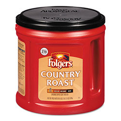 Folgers Coffee, Country Roast, Ground, 34 1/2 oz Canister, 6/Carton
