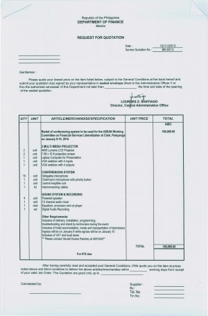 Request For Quotation: BAGS, Conference,canvass with tinalak mix ...