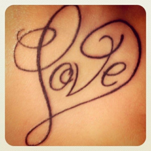 Love Heart Letter Tattoo Design