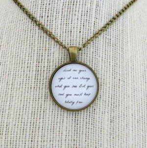... Inspired Lyrical Quote Necklace Lend Me Your Eyes (Brass, 18 inches