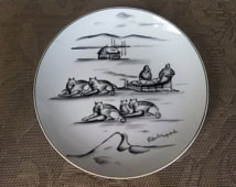 ... , Collectors Plate, Dog Sledding Dogs, Inupiaq Eskimo Artist, Signed