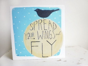 Spread Your Wings Quote Canvas Painting Inspirational Word Art Black ...