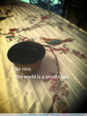 Be nice. The world is a small town.” ~ Austin Kleon