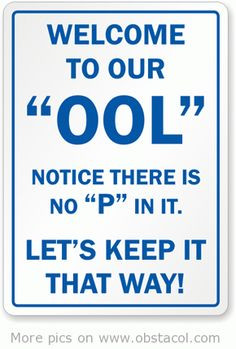 Funny pool sign Pool Quotes. X