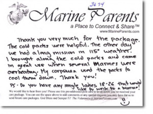 Thank you notes from Marines in Iraq after receiving care packages