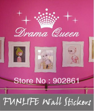 funlife]-33x74cm Drama Queen girl's Room Baby Decorative Wall Quote ...