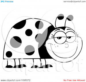 Clipart Happy Black And White Ladybug Smiling - Royalty Free Vector ...
